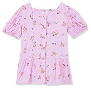 NWT Max Girls Floral Printed Square Neck Casual Top 8 - 9 years